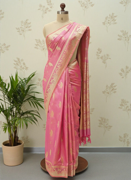 Pink Swarnachari Blend Saree
