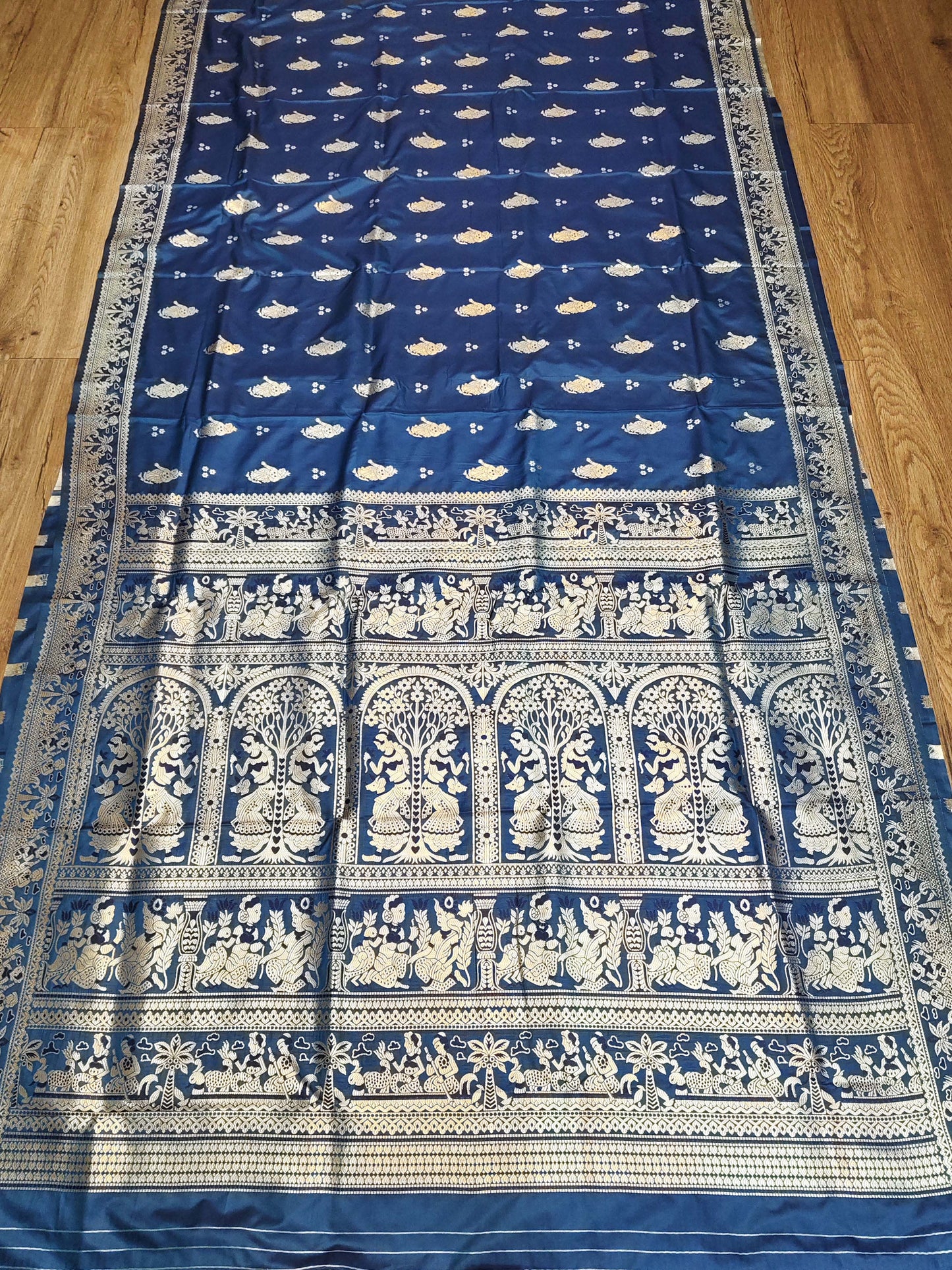 Navy Blue Swarnachari Blend Saree