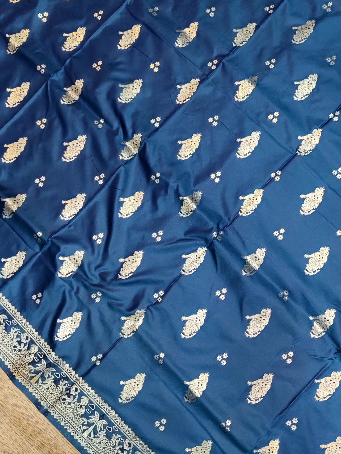 Navy Blue Swarnachari Blend Saree