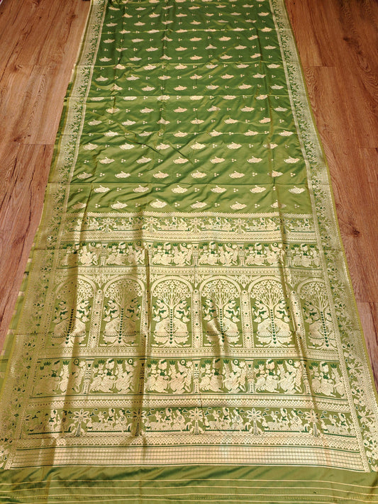 Olive Green Swarnachari Blend Saree