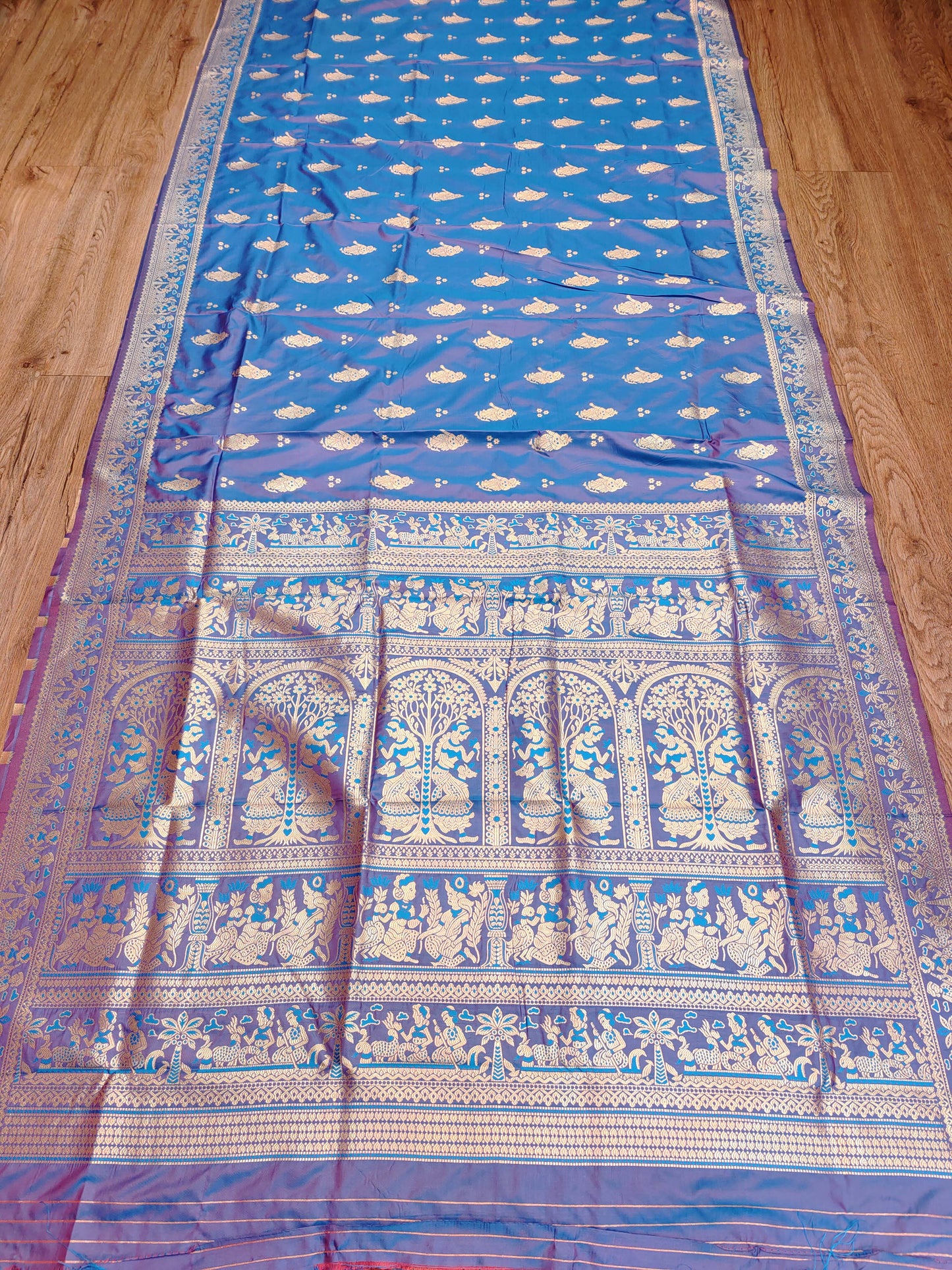 Royal Blue Swarnachari Blend Saree (Purple Cross-Tone)