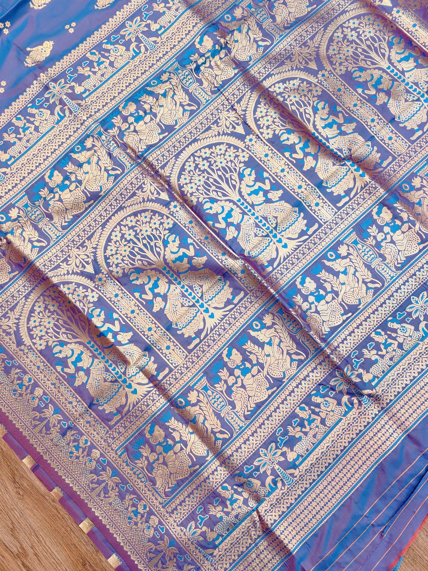 Royal Blue Swarnachari Blend Saree (Purple Cross-Tone)