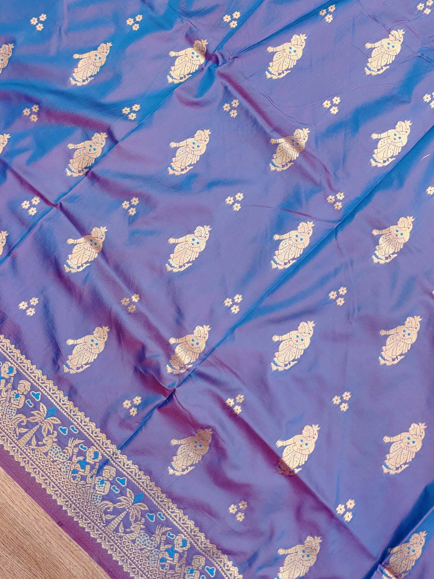 Royal Blue Swarnachari Blend Saree (Purple Cross-Tone)