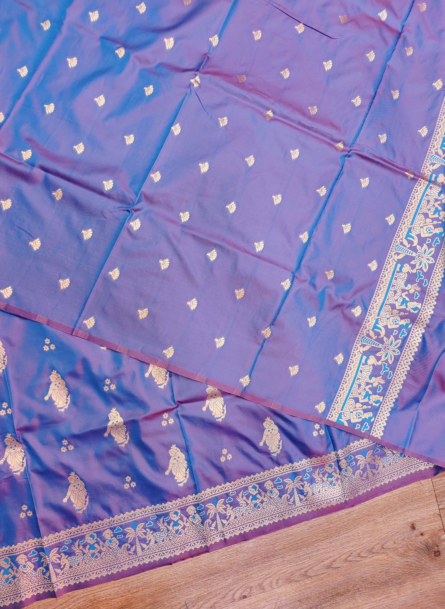 Royal Blue Swarnachari Blend Saree (Purple Cross-Tone)