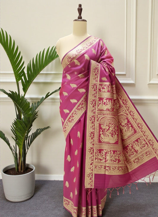 Magenta Swarnachari Blend Saree