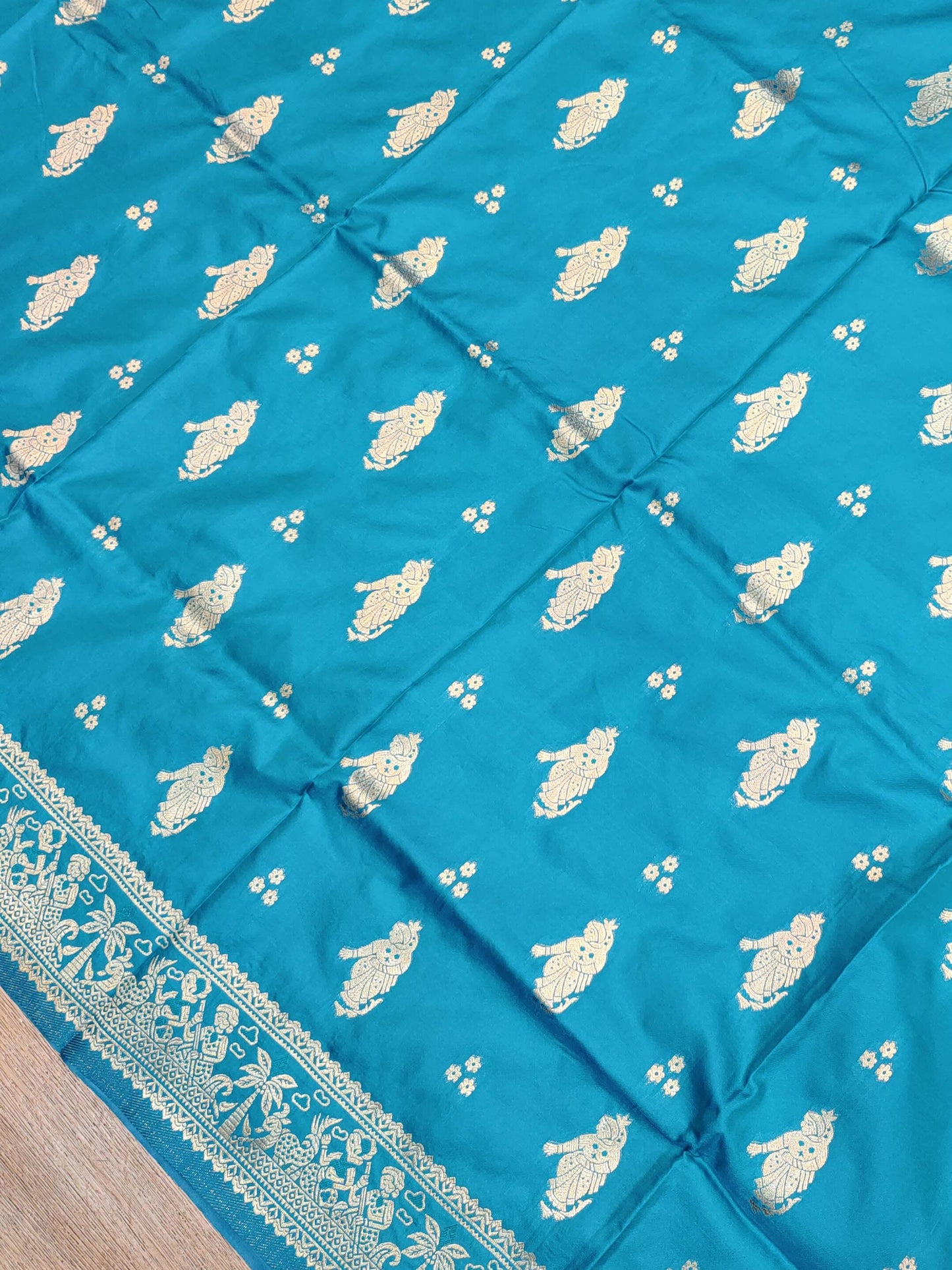 Firoza Blue Swarnachari Blend Saree