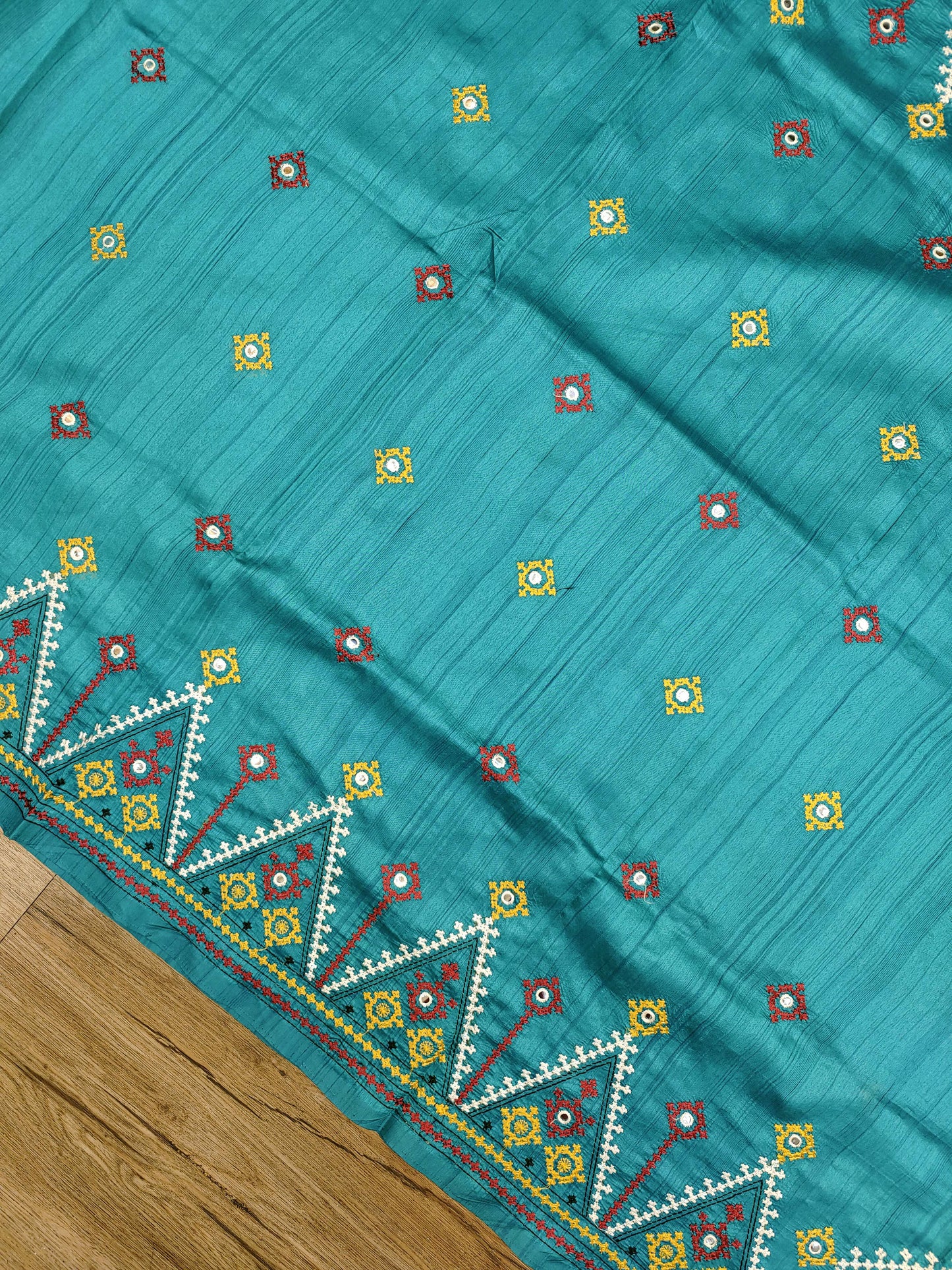 Gujarati Stitch on Blend Tussar Silk
