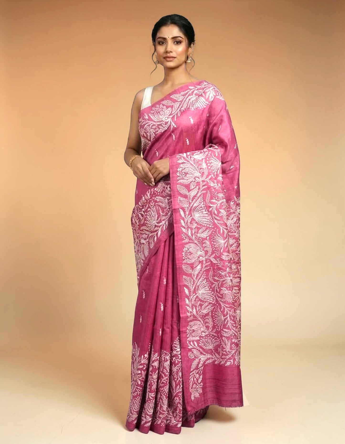 Embroidery on Blend Tussar Silk