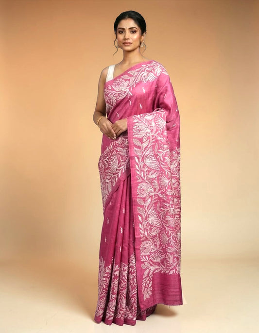 Embroidery on Blend Tussar Silk