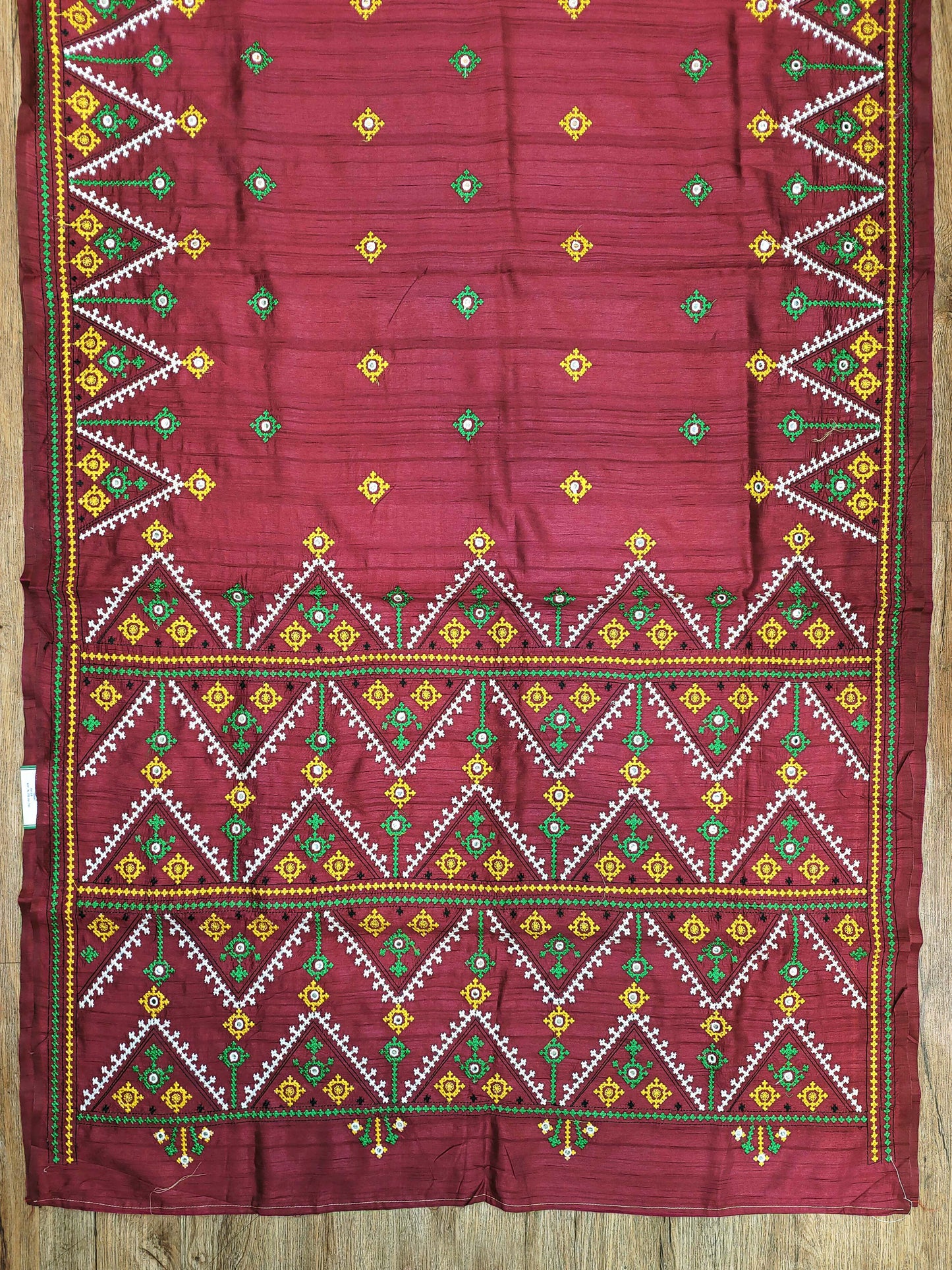 Gujarati Stitch on Blend Tussar Silk