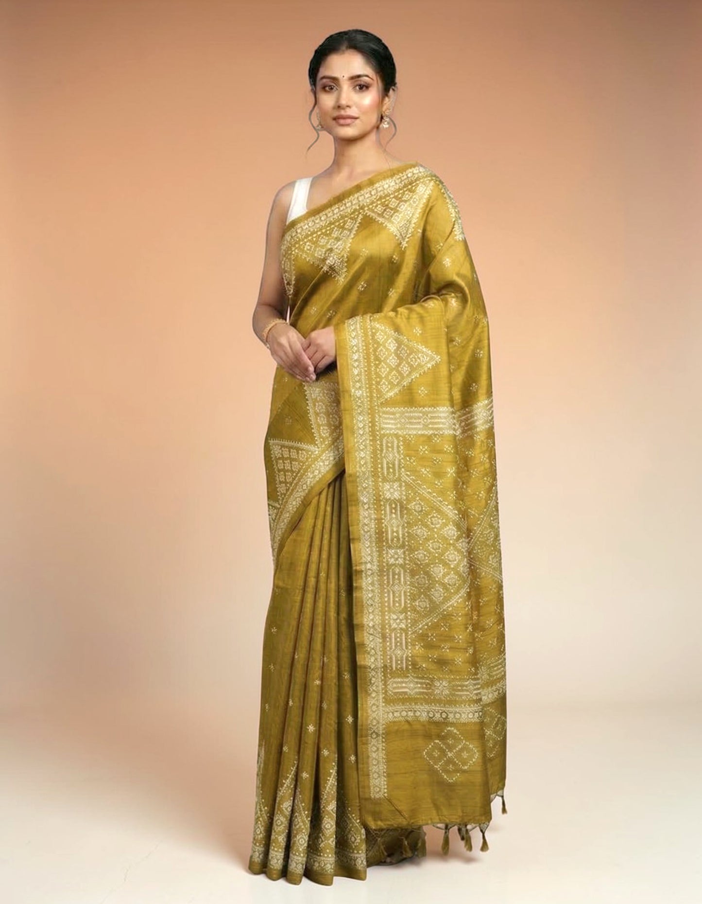 Gujarati Stitch on Blend Tussar Silk