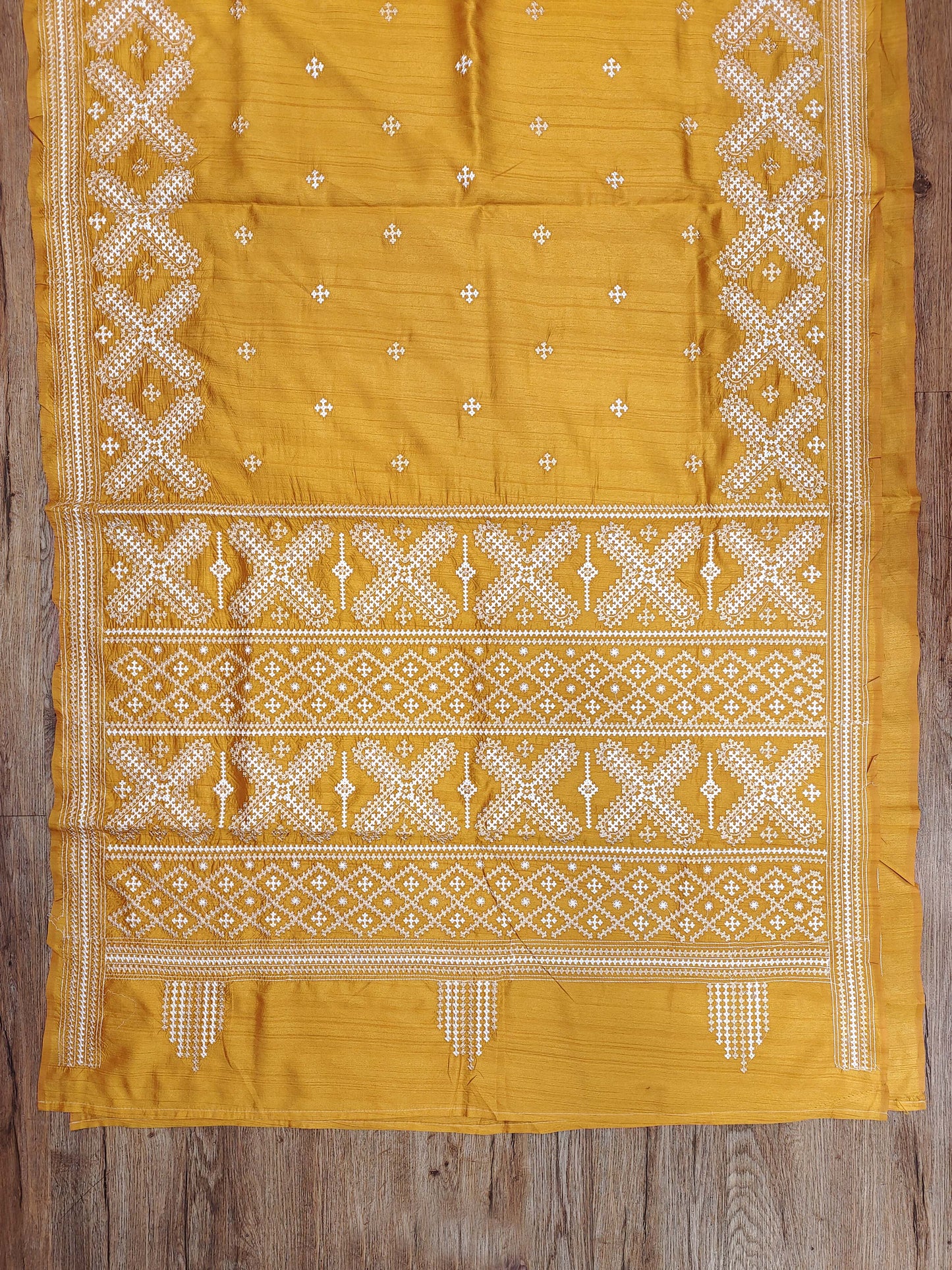 Gujarati Stitch on Blend Tussar Silk