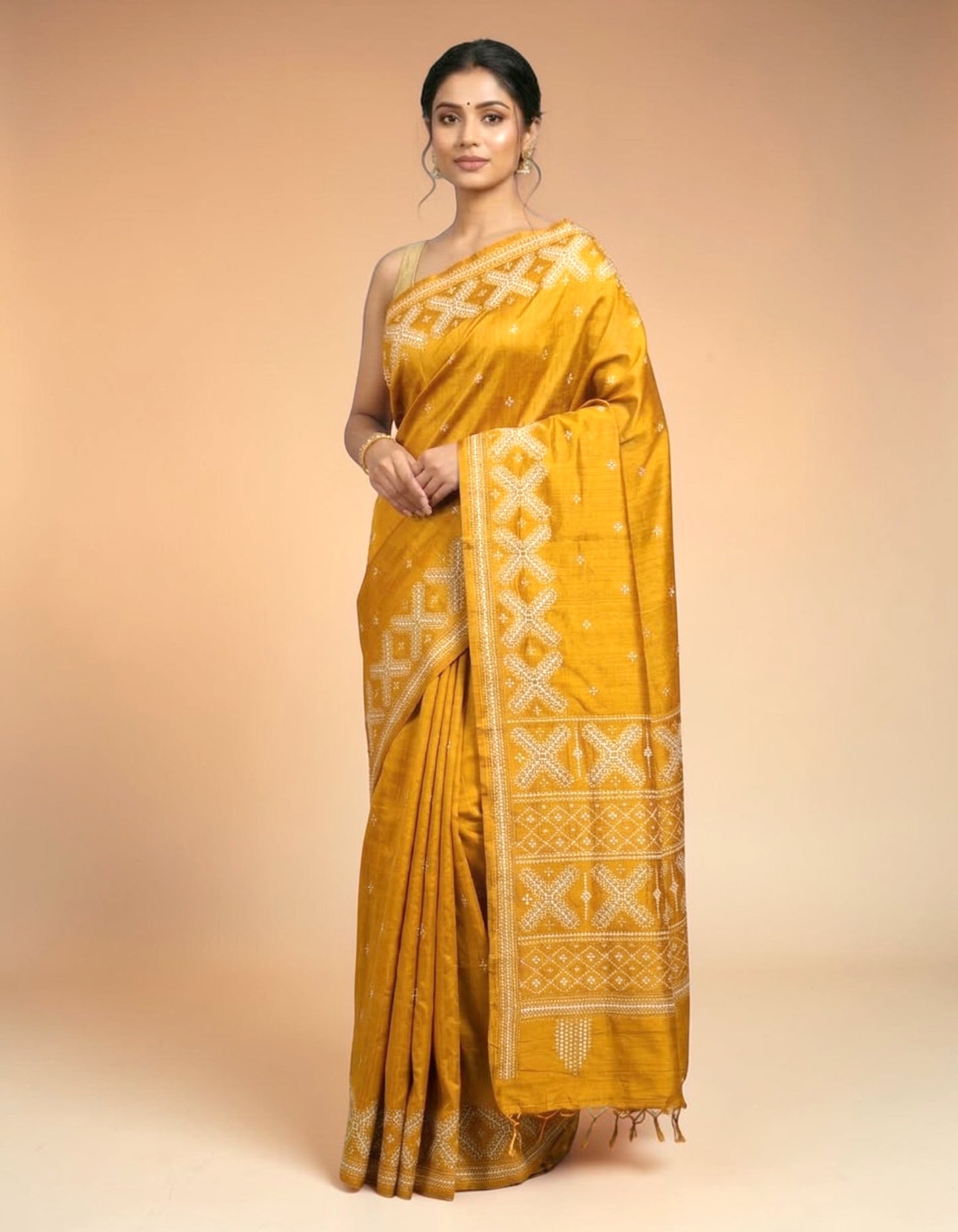 Gujarati Stitch on Blend Tussar Silk