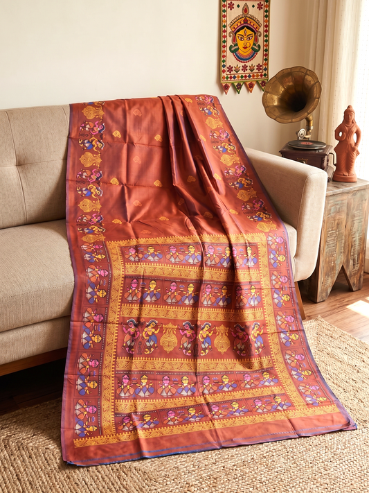 Jamini Roy Inspired Bishnupuri Silk Saree