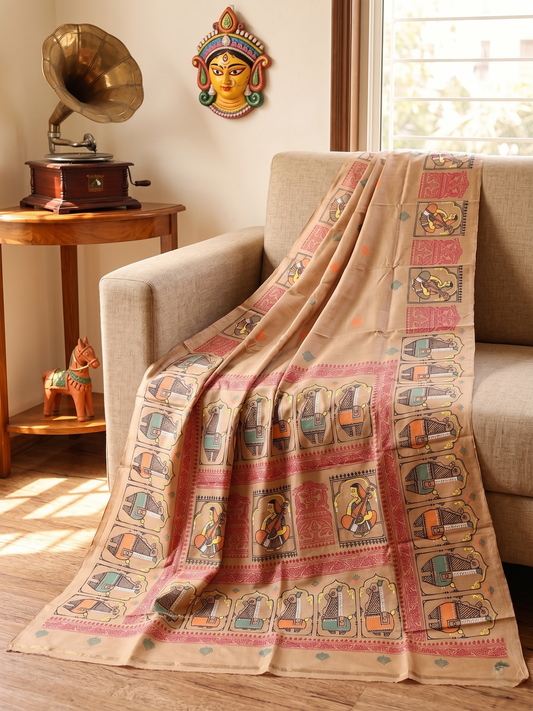 Jamini Roy Inspired Bishnupuri Silk Saree