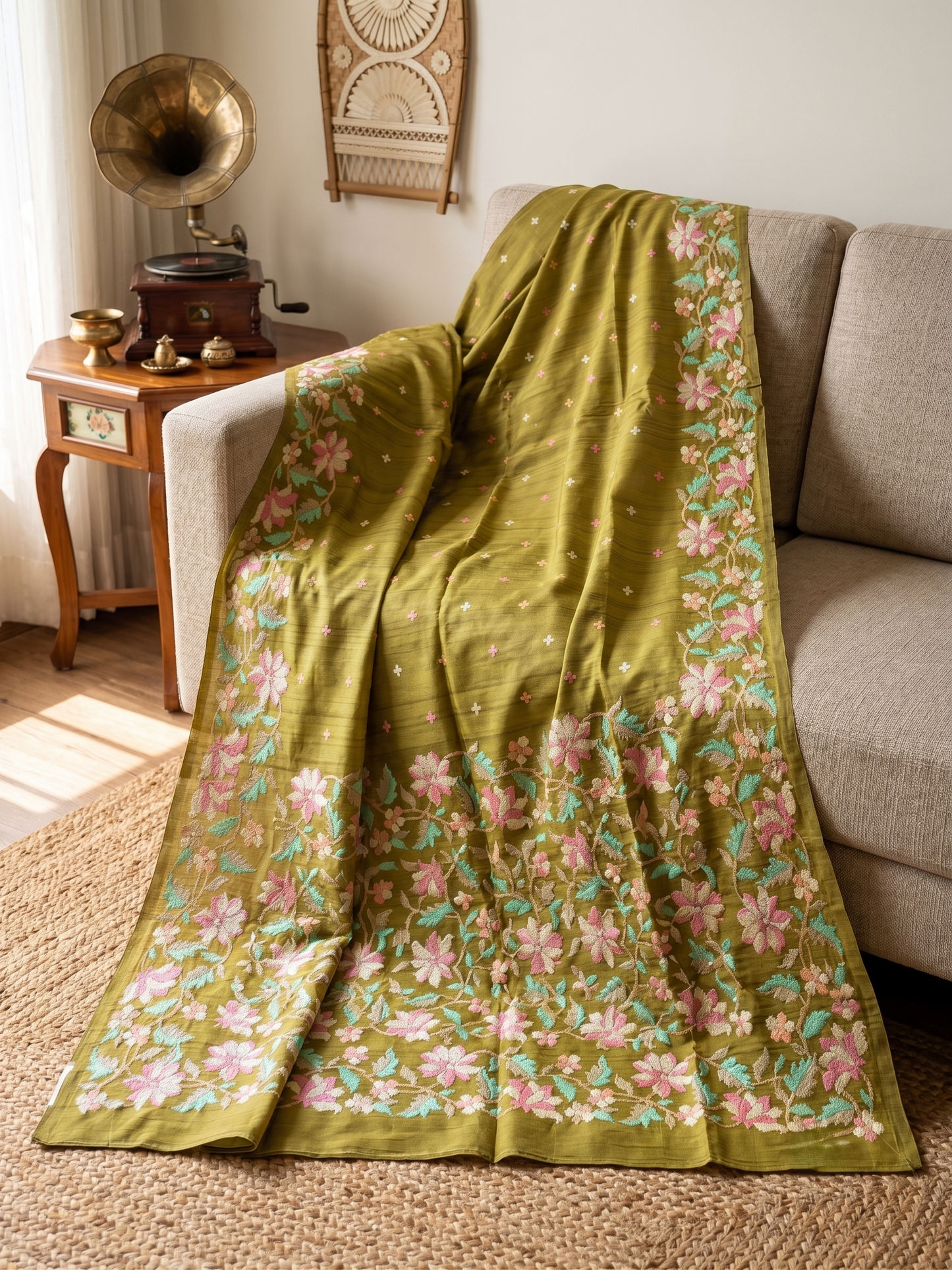 Embroidery on Blend Tussar Silk