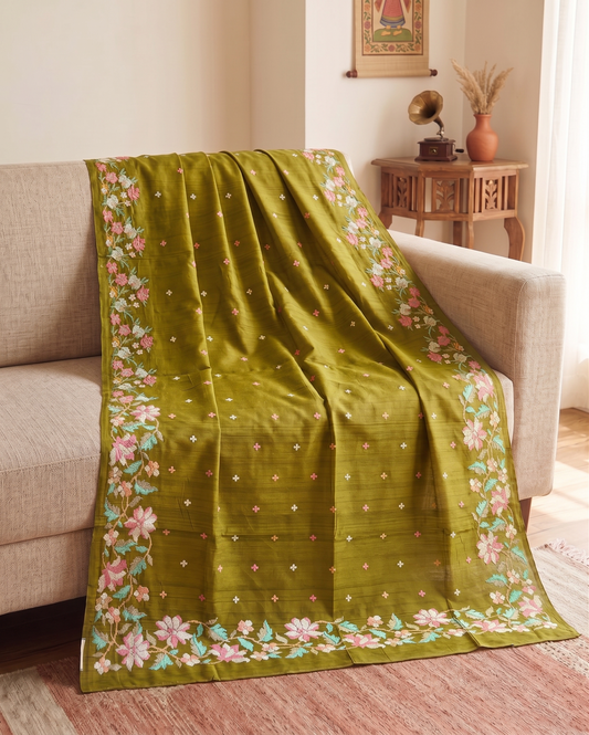 Embroidery on Blend Tussar Silk