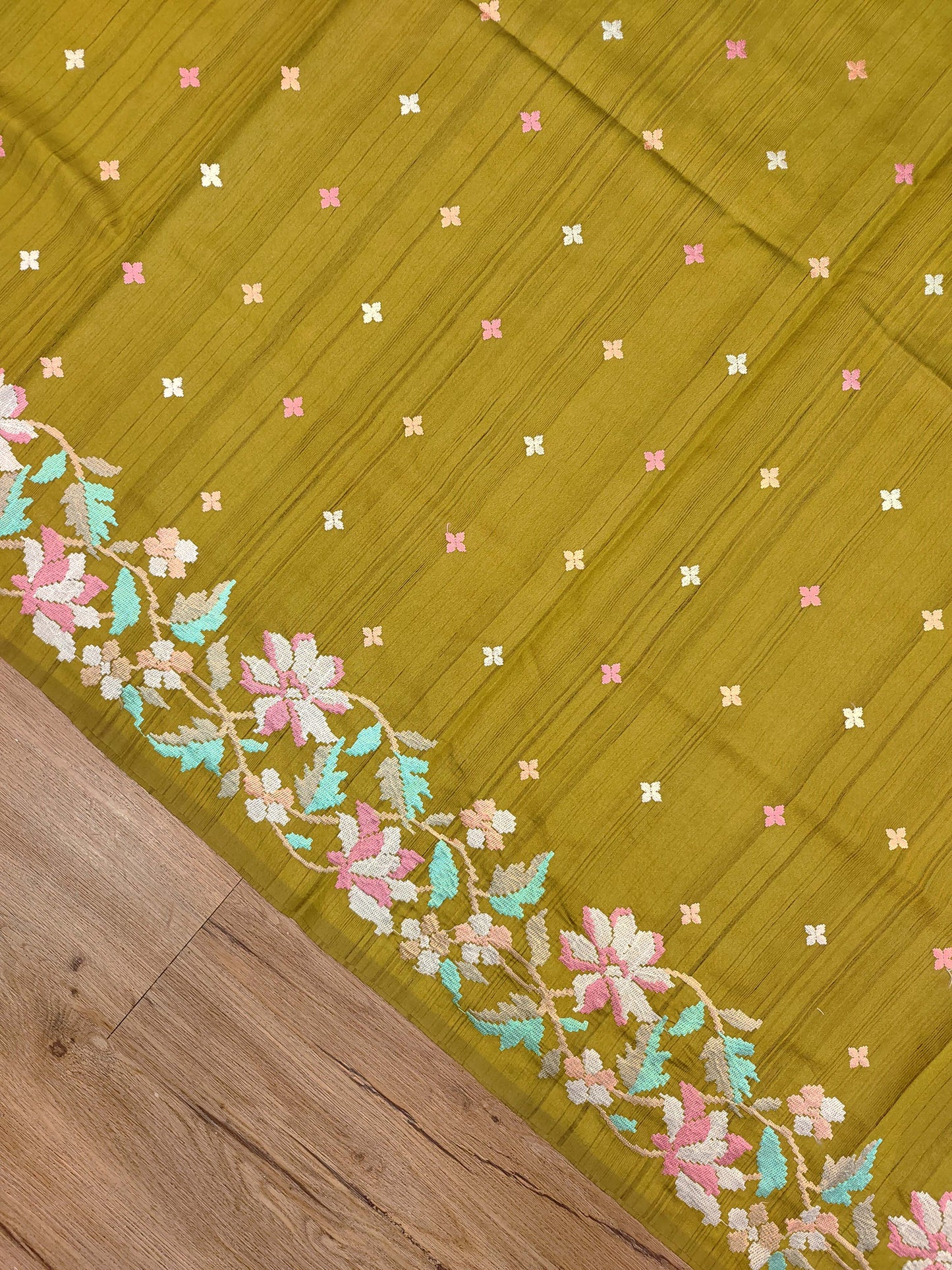 Embroidery on Blend Tussar Silk