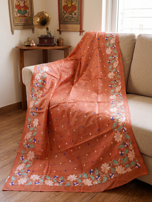 Embroidery on Blend Tussar Silk
