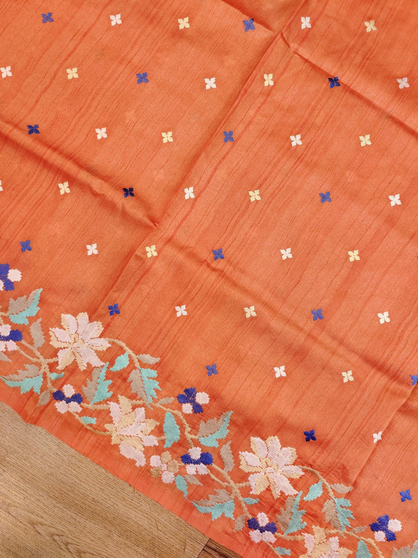 Embroidery on Blend Tussar Silk