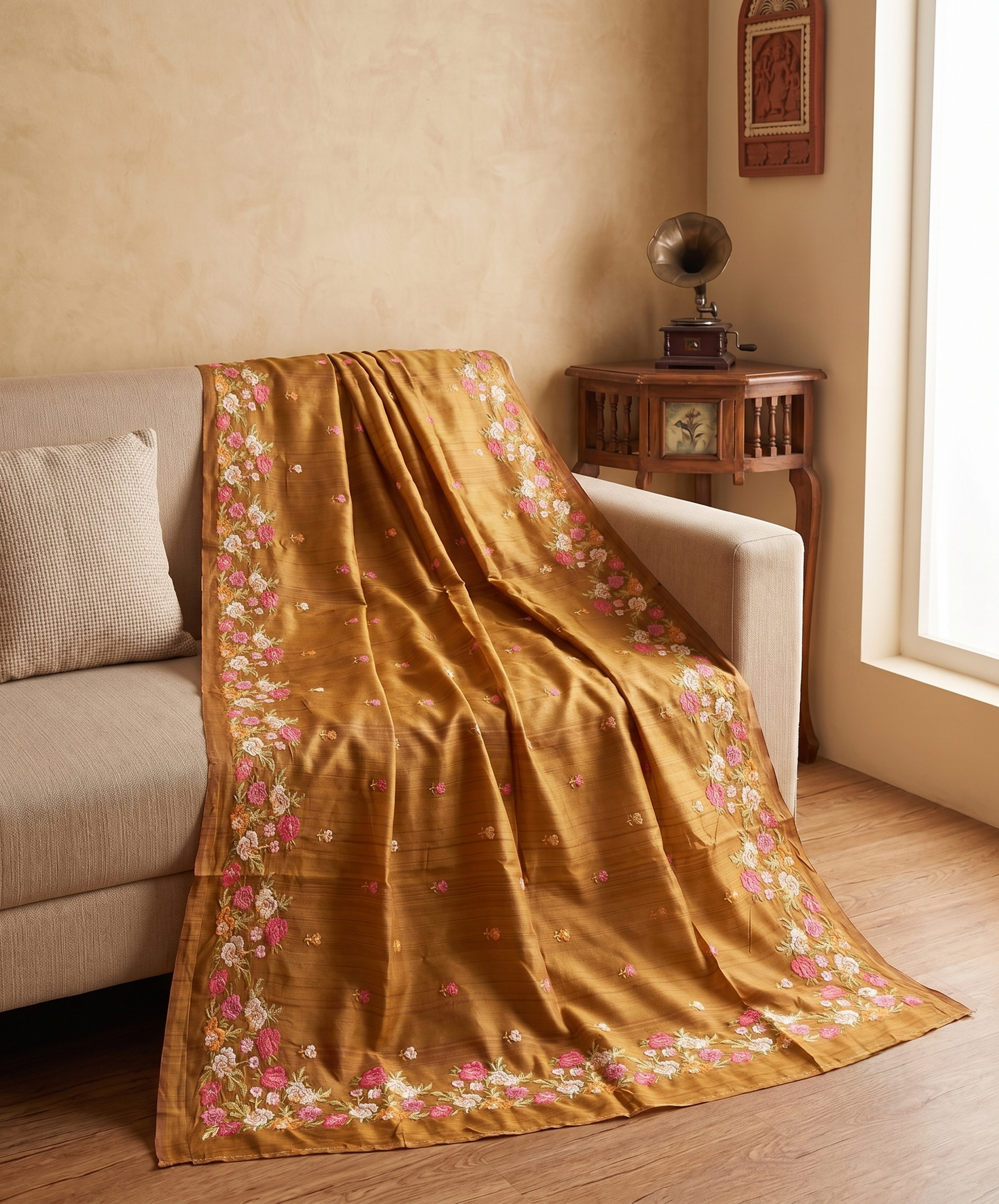 Embroidery on Blend Tussar Silk