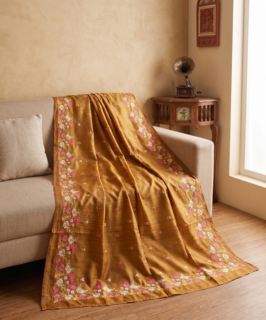 Embroidery on Blend Tussar Silk