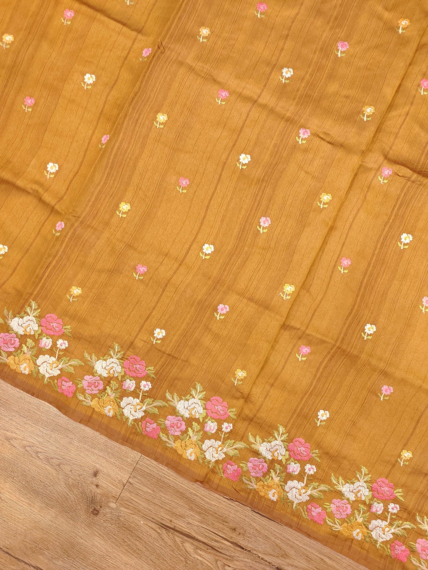 Embroidery on Blend Tussar Silk