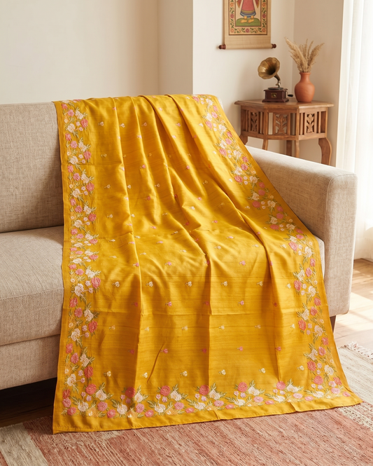Embroidery on Blend Tussar Silk