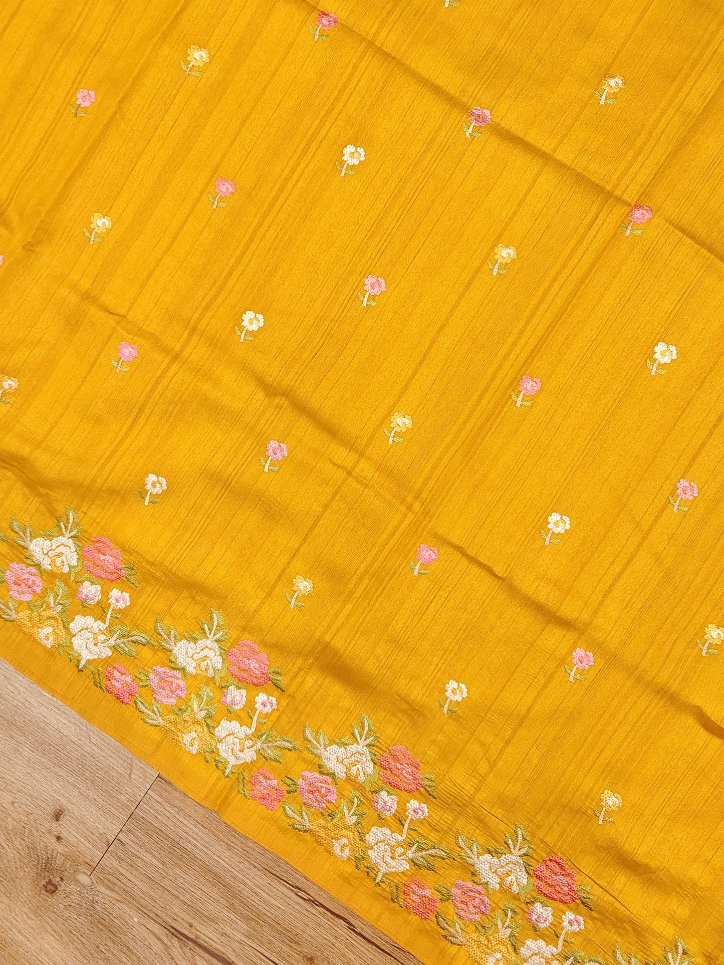 Embroidery on Blend Tussar Silk