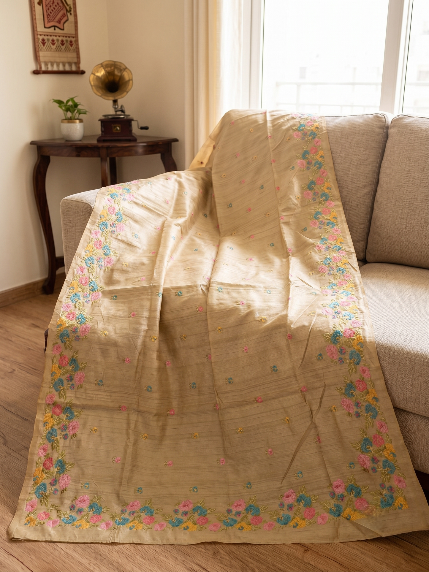Embroidery on Blend Tussar Silk
