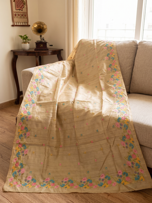 Embroidery on Blend Tussar Silk