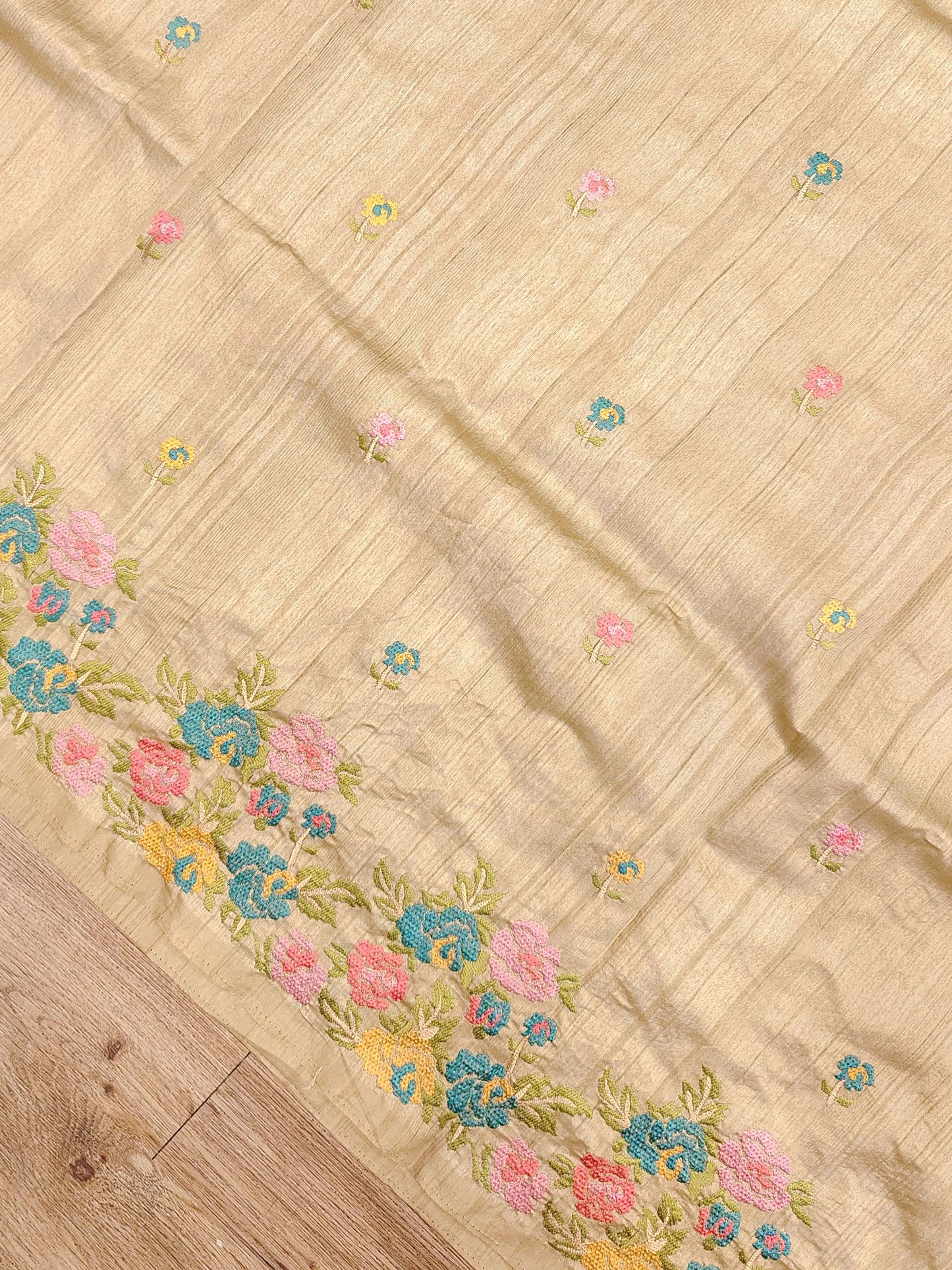 Embroidery on Blend Tussar Silk