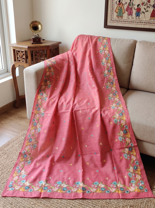 Embroidery on Blend Tussar Silk