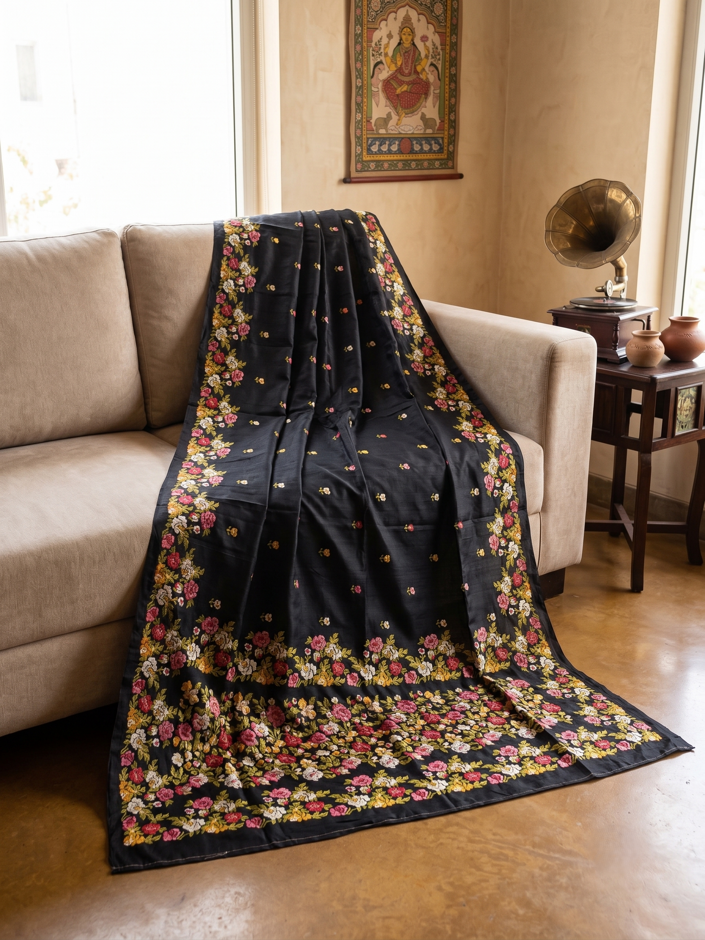 Embroidery on Blend Tussar Silk
