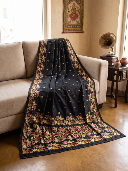 Embroidery on Blend Tussar Silk