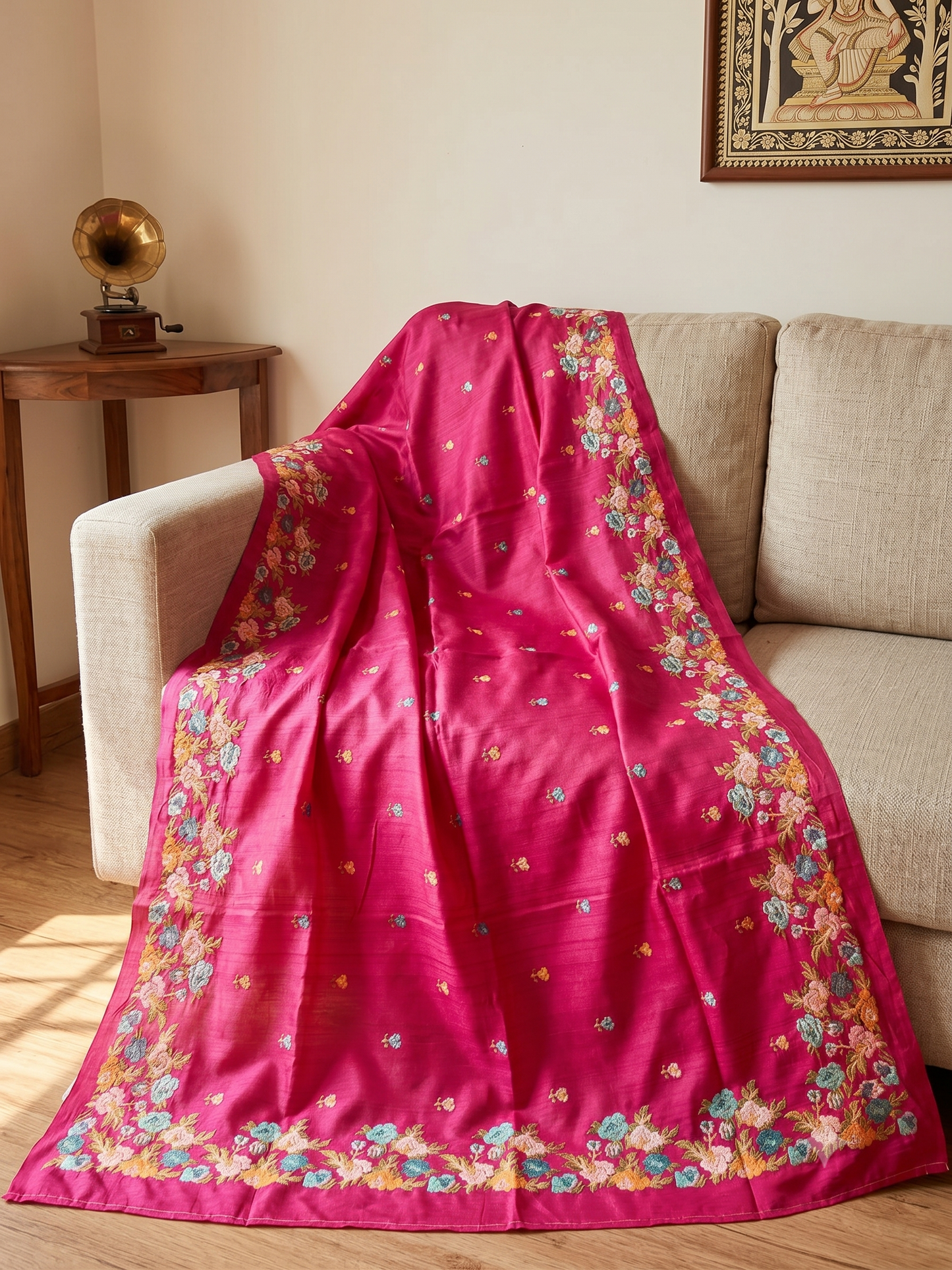 Embroidery on Blend Tussar Silk