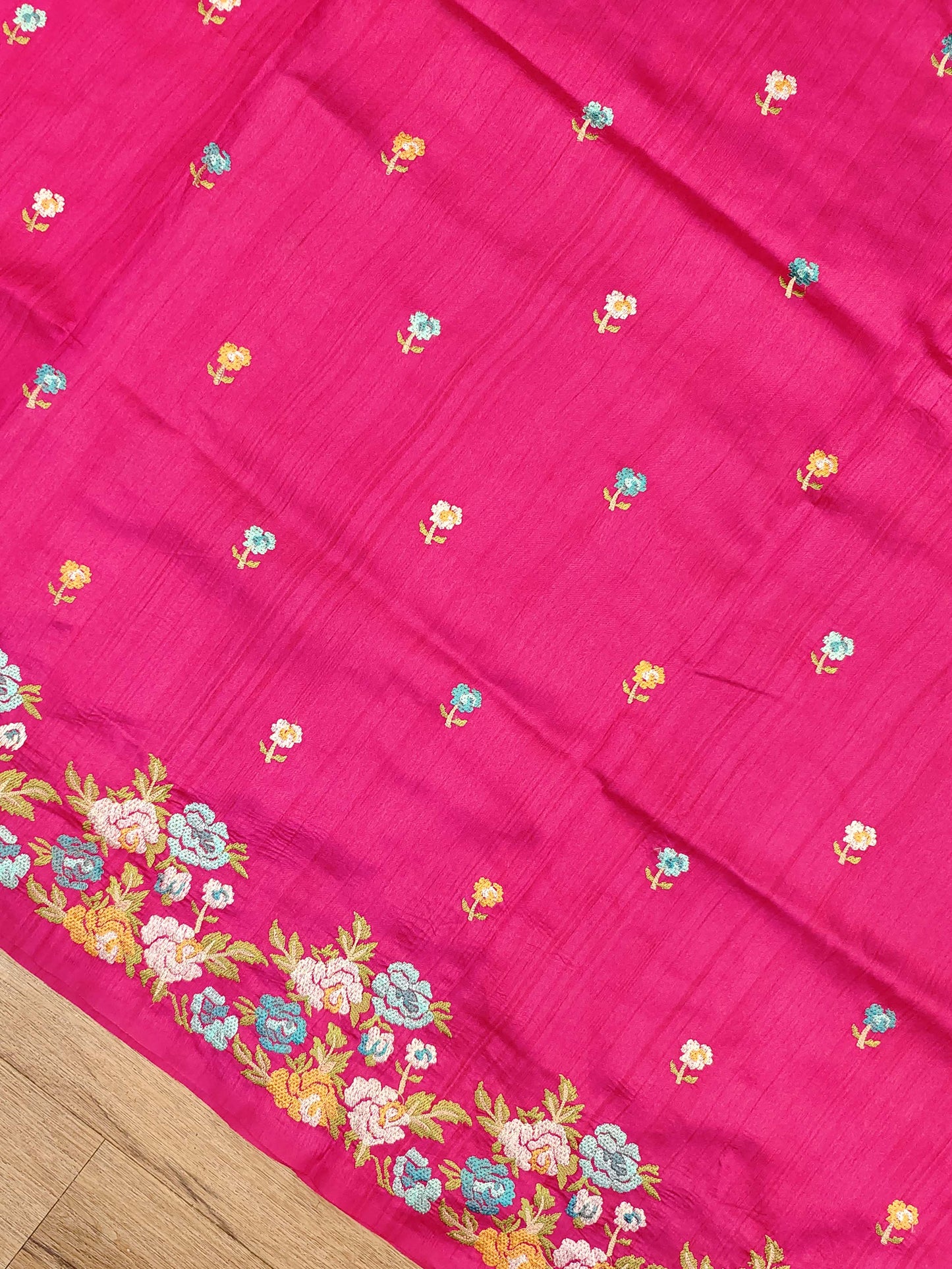 Embroidery on Blend Tussar Silk