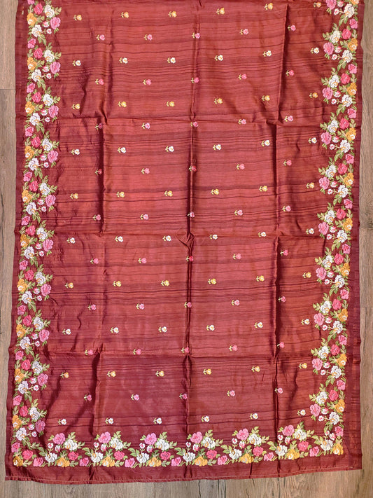 Embroidery on Blend Tussar Silk