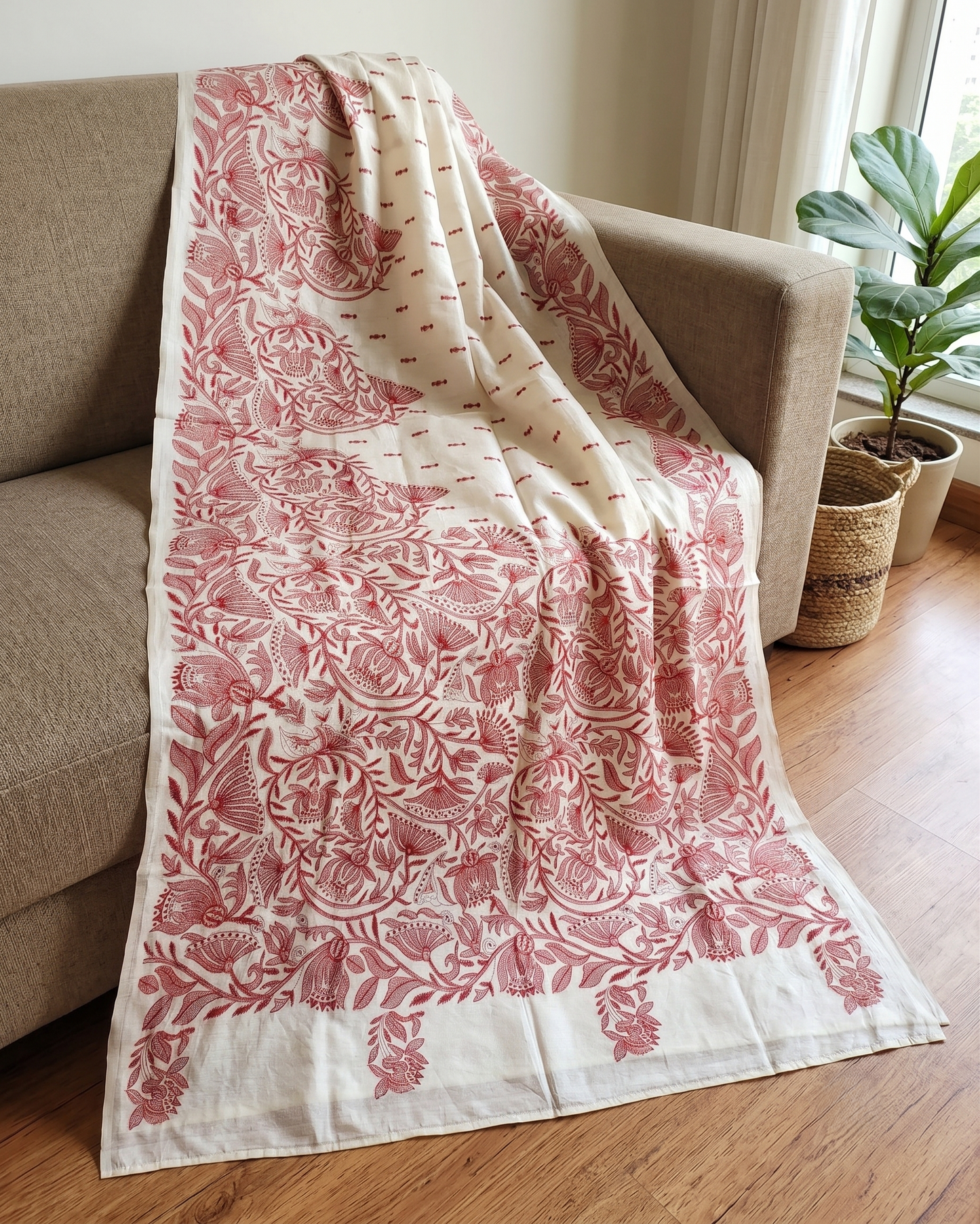 Embroidery on Blend Tussar Silk