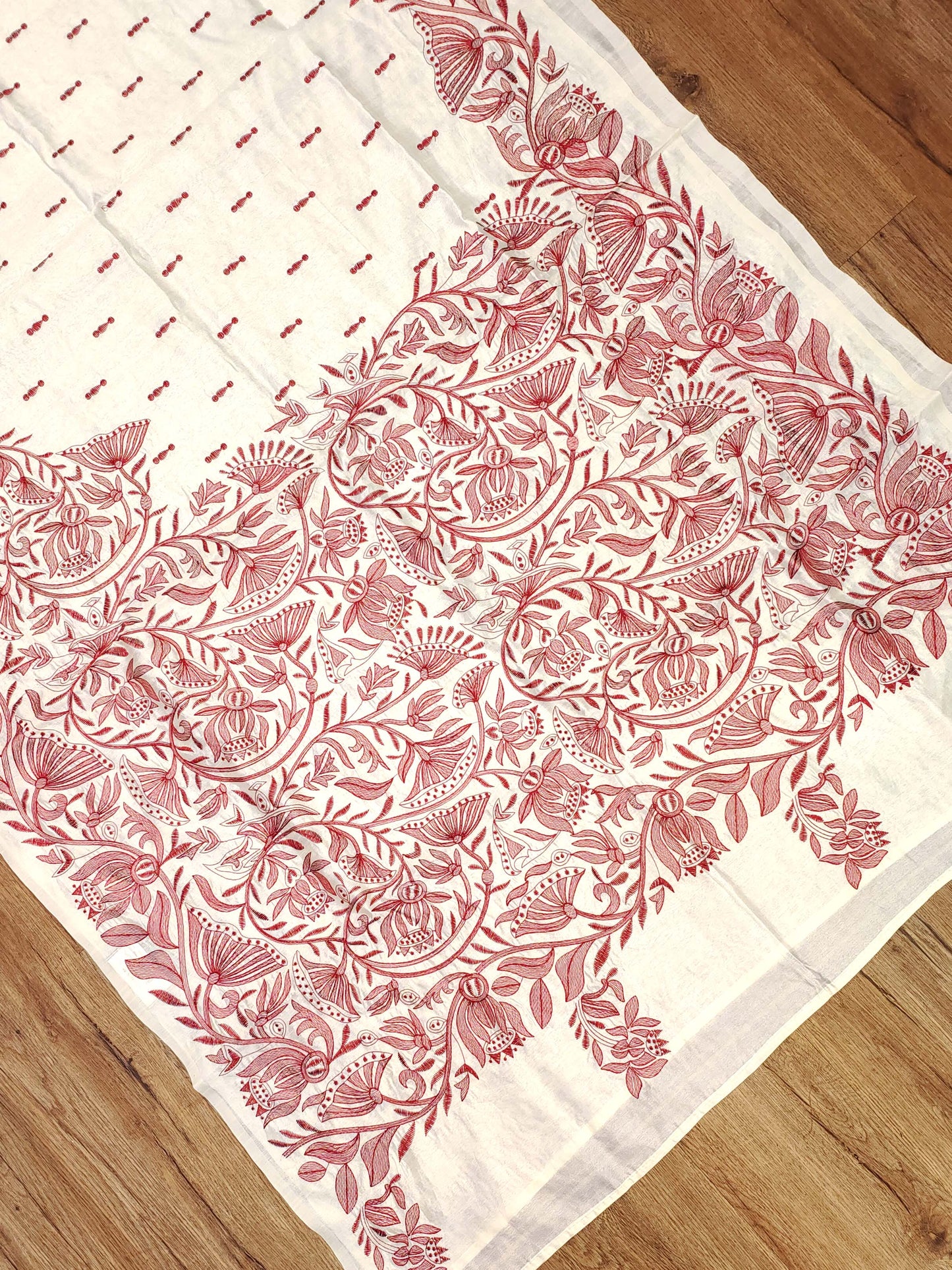 Embroidery on Blend Tussar Silk
