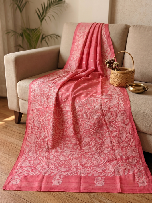 Embroidery on Blend Tussar Silk