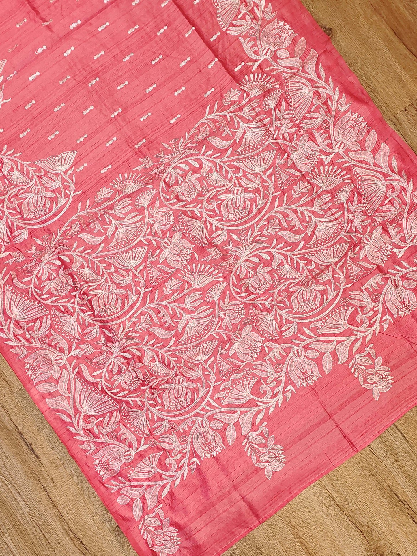 Embroidery on Blend Tussar Silk