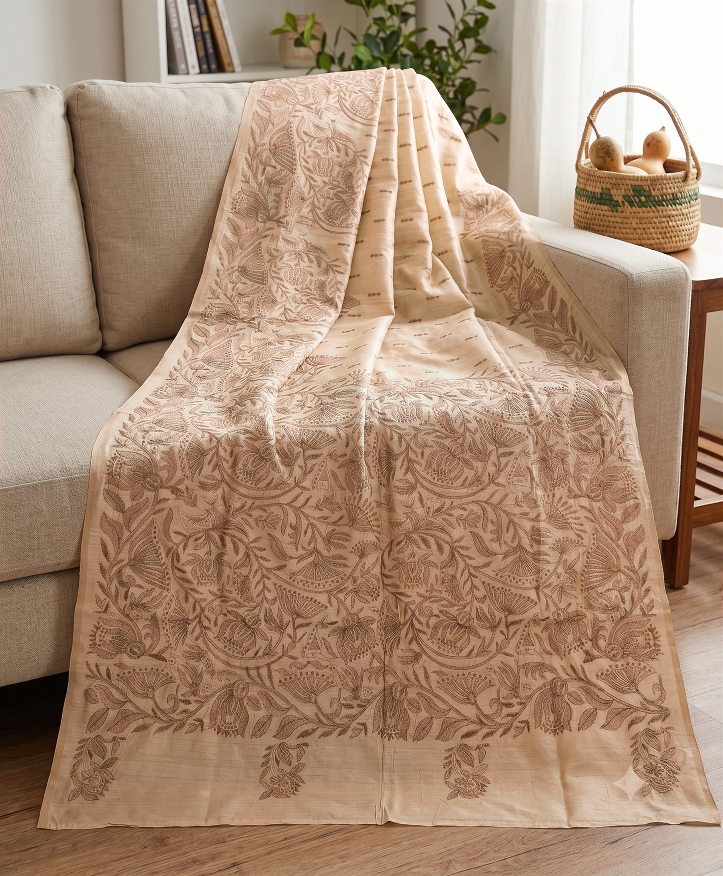 Embroidery on Blend Tussar Silk