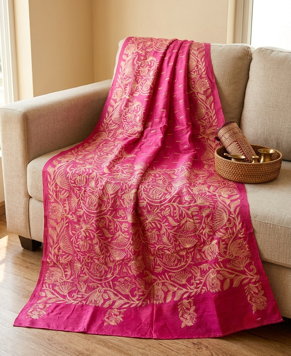 Embroidery on Blend Tussar Silk