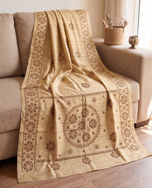 Embroidery on Blend Tussar Silk