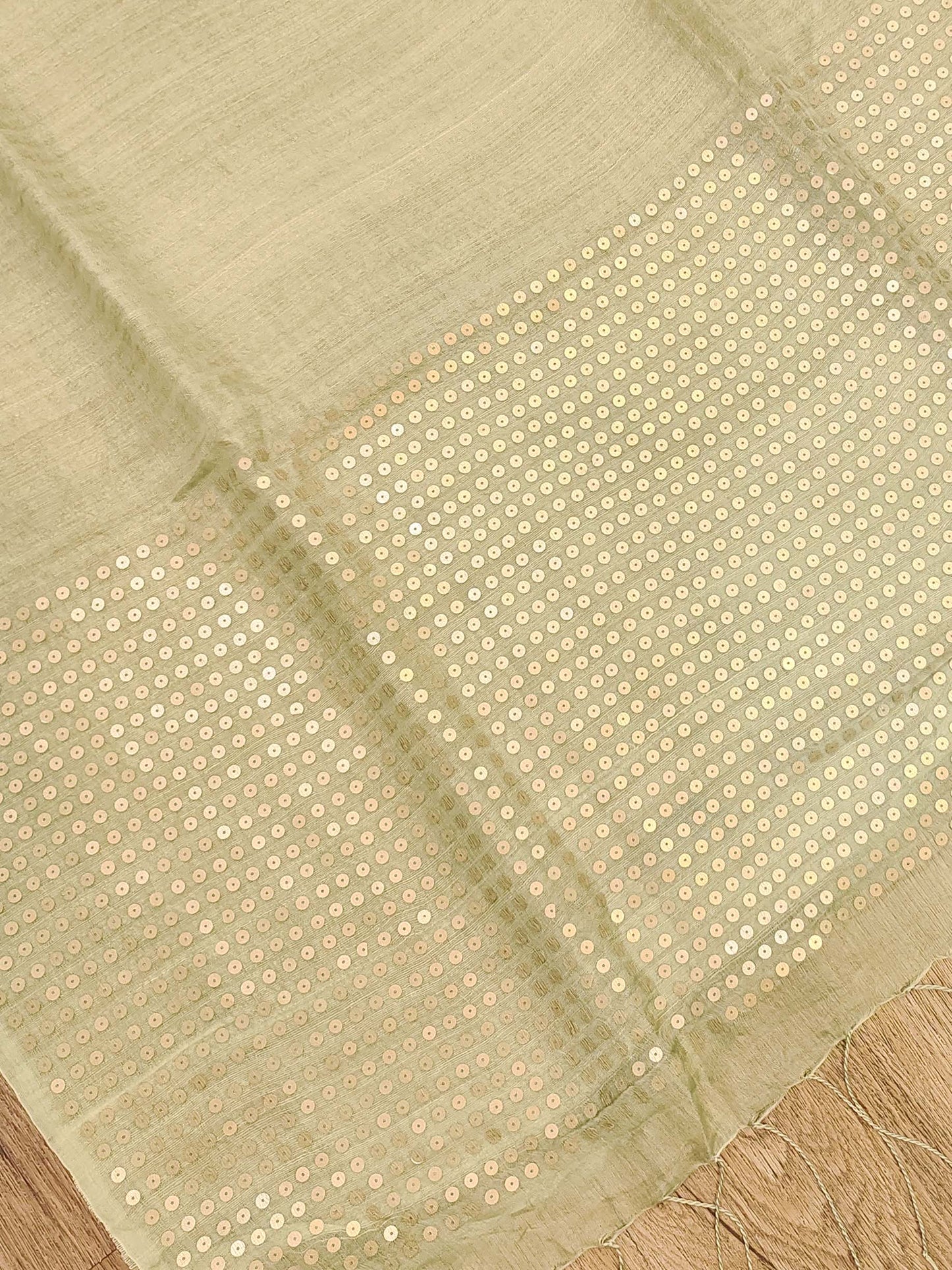 Handwoven Bengal Resham Silk Saree with Sequin Border & Pallu