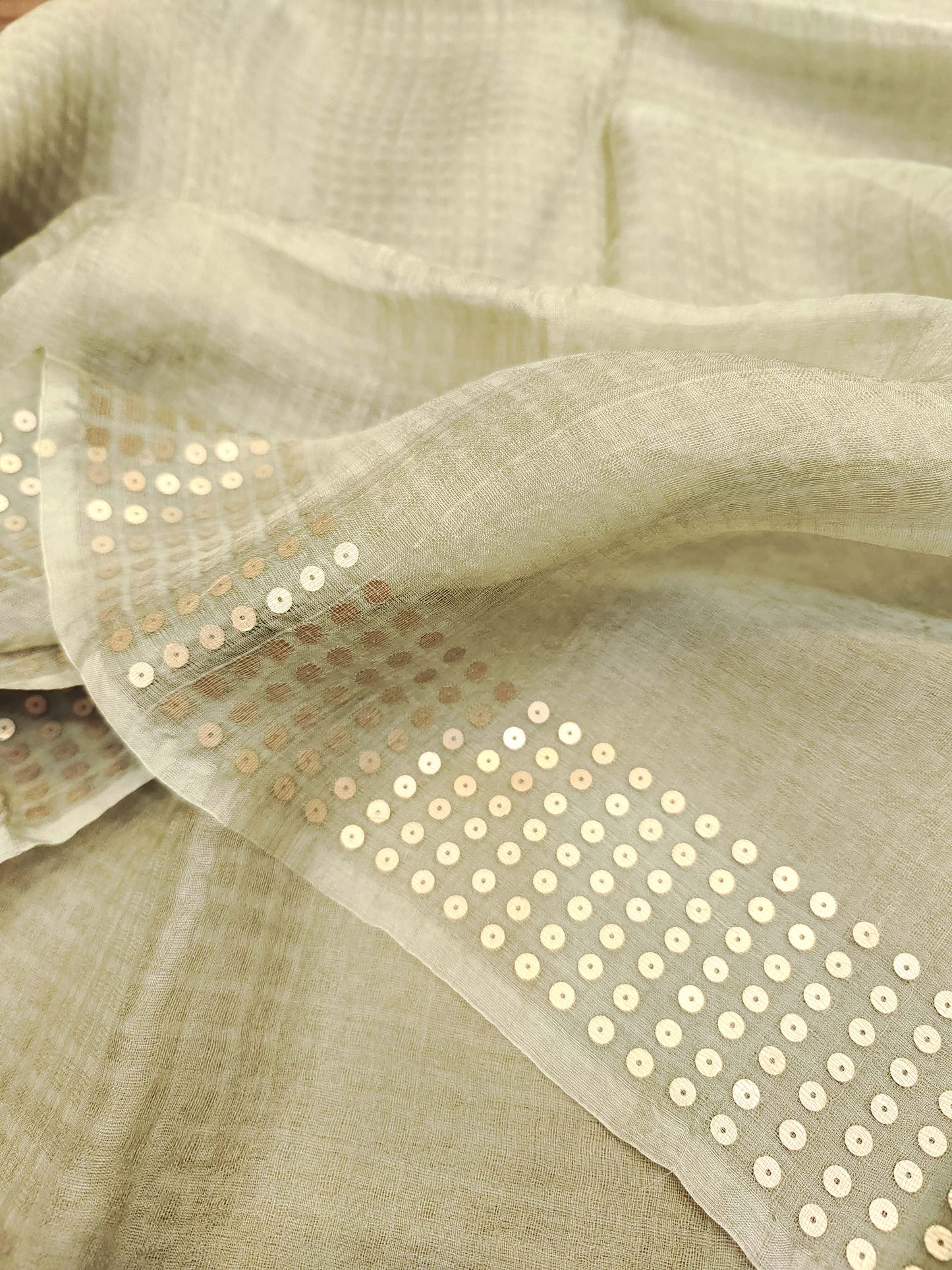Handwoven Bengal Resham Silk Saree with Sequin Border & Pallu