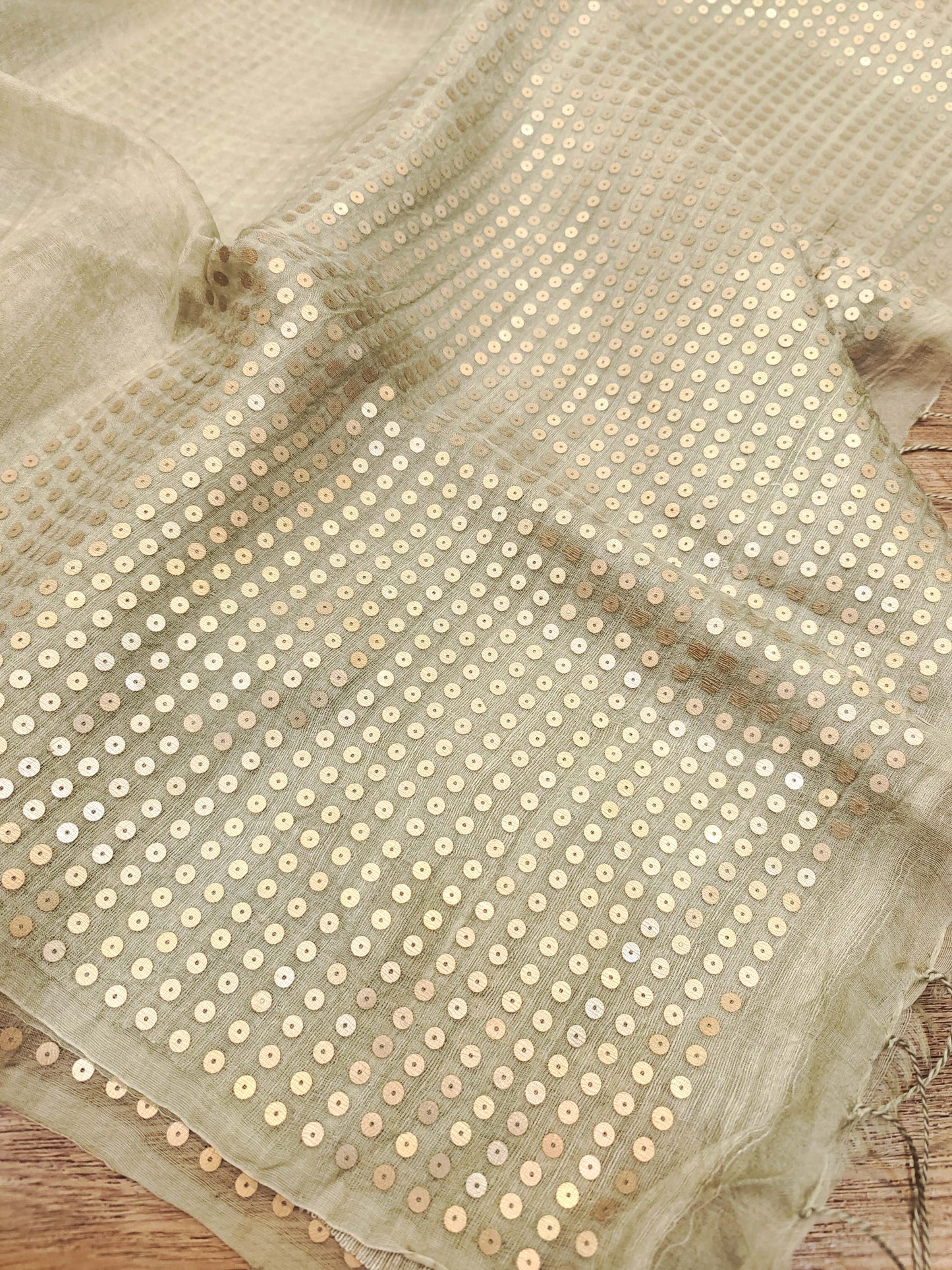 Handwoven Bengal Resham Silk Saree with Sequin Border & Pallu