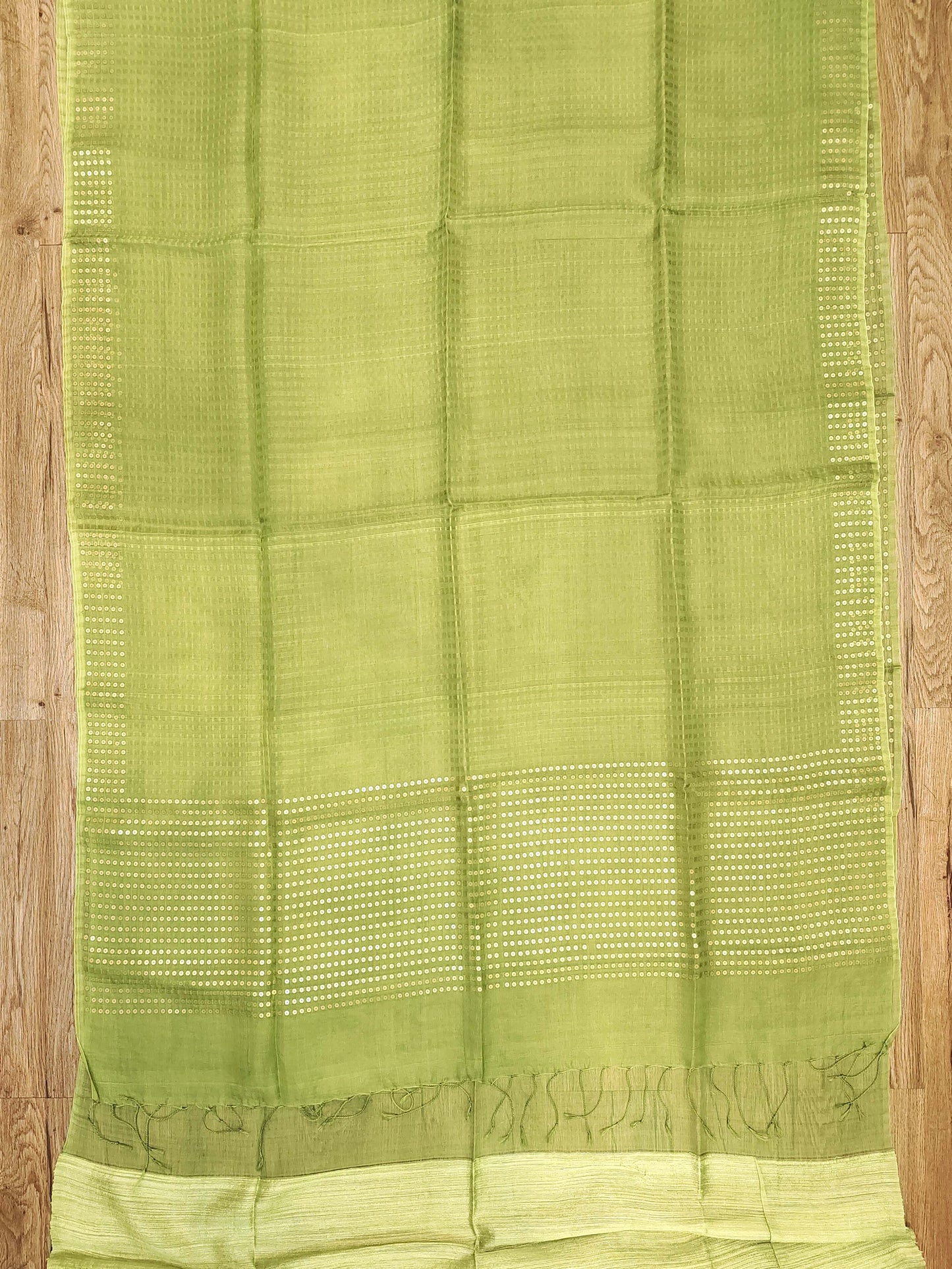 Handwoven Bengal Resham Silk Saree with Sequin Border & Pallu