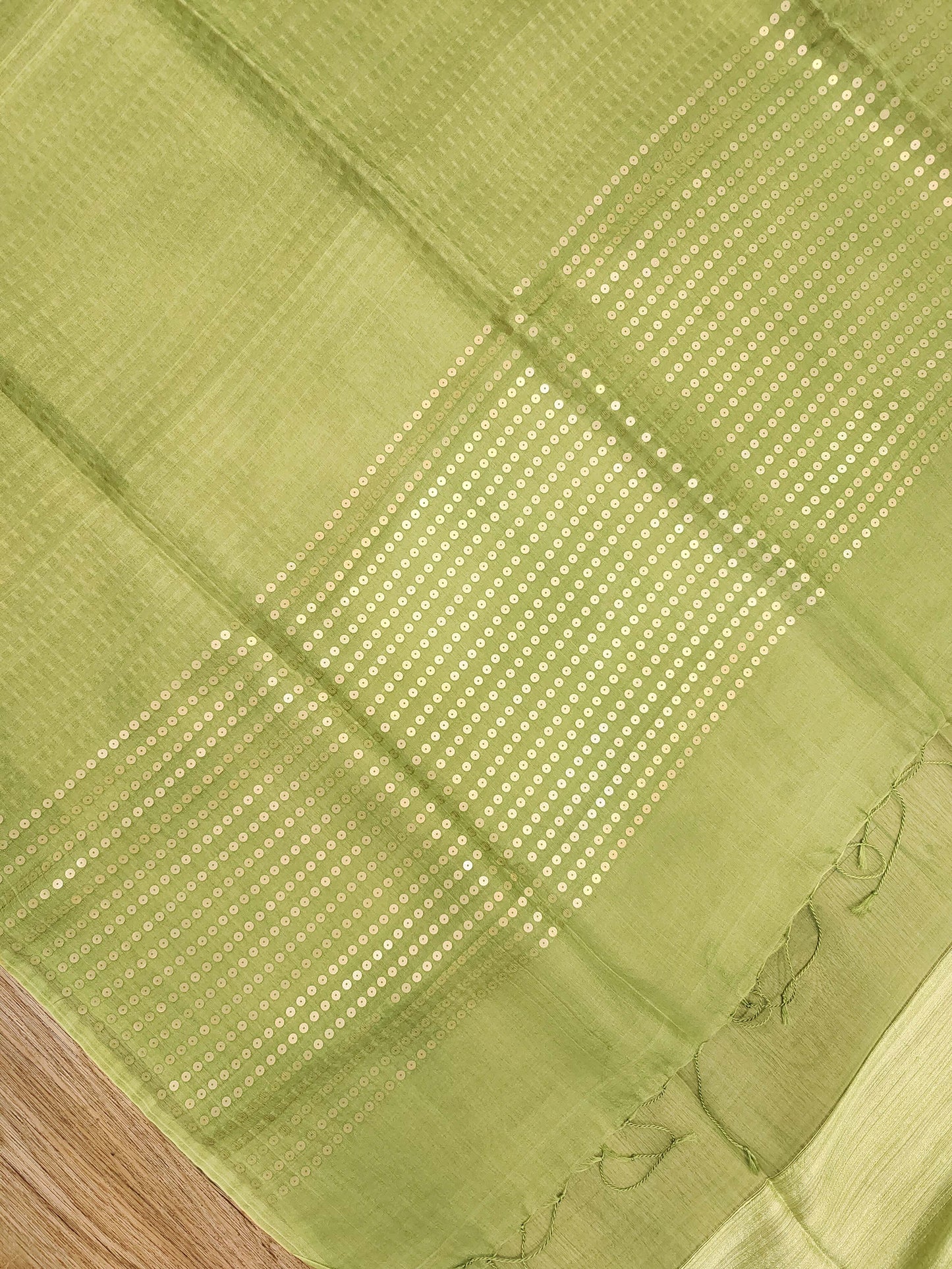 Handwoven Bengal Resham Silk Saree with Sequin Border & Pallu